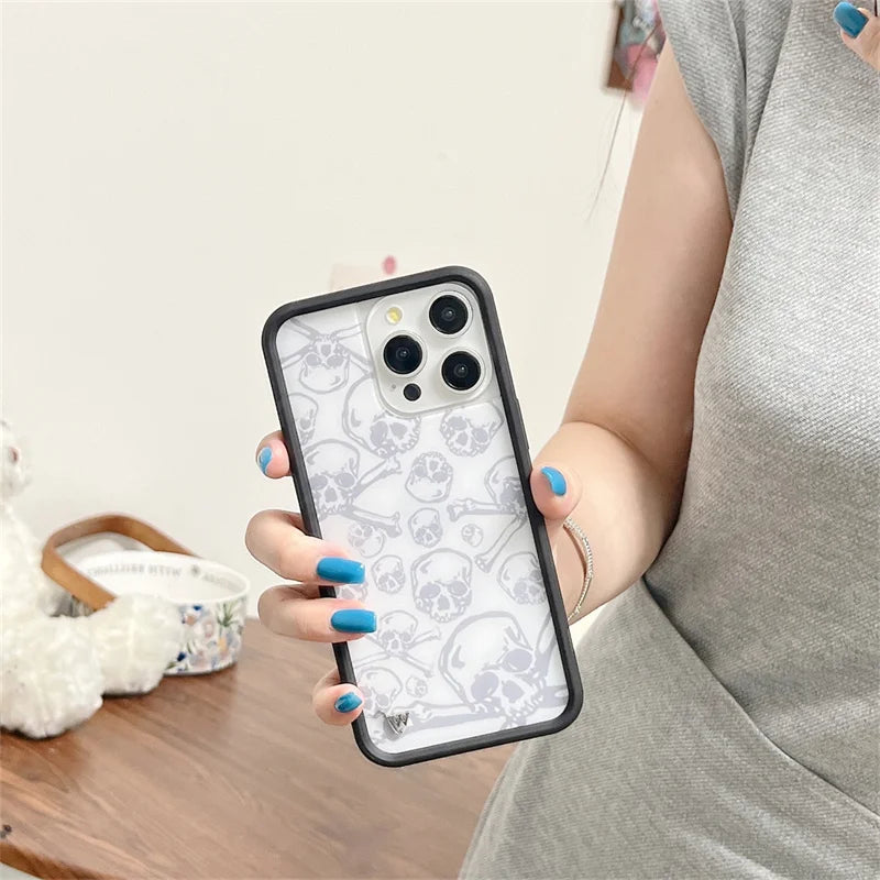 Wildflower wf Wild Flower Bones ice skates Phone Case for iPhone 15 14 13 12 16 Pro Max Plus 16pro 3D WF Metal Cover Funda