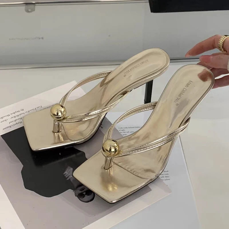 Women High Heels Slippers Designer Heeled Sandals Elegant Shoes Woman Summer 2025 Trend Fashion Fliop Flops Casual Slides Mujer - Belvar
