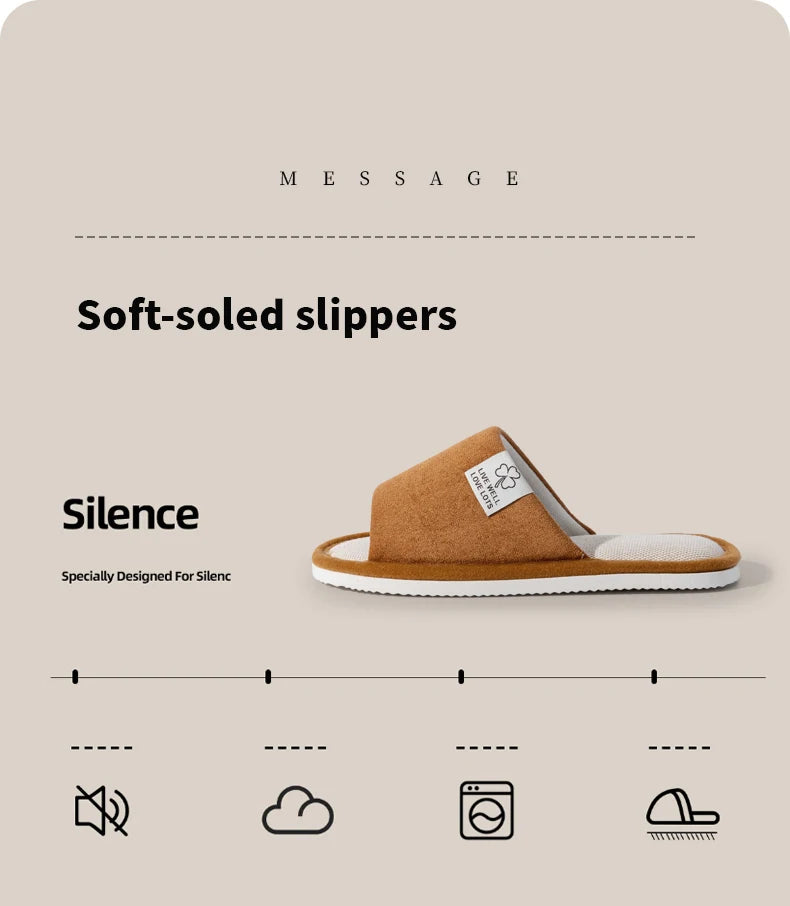 Slippers for Men,Non-Slip Soft-Soled Indoor House Slippers for Spring&Summer, All-Season Linen Home Comfortable Slippers - Belvar