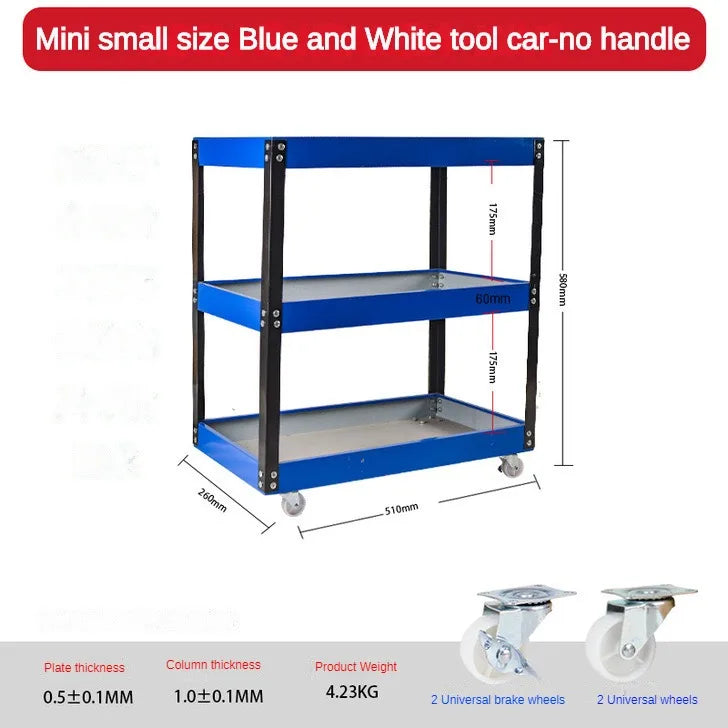 Mechanical Workshop Tools with Wheels, Tool Carts 3-layer Mobile Tool Car, Multifunctional and Heavy-duty Auto Repair Parts Car - Belvar