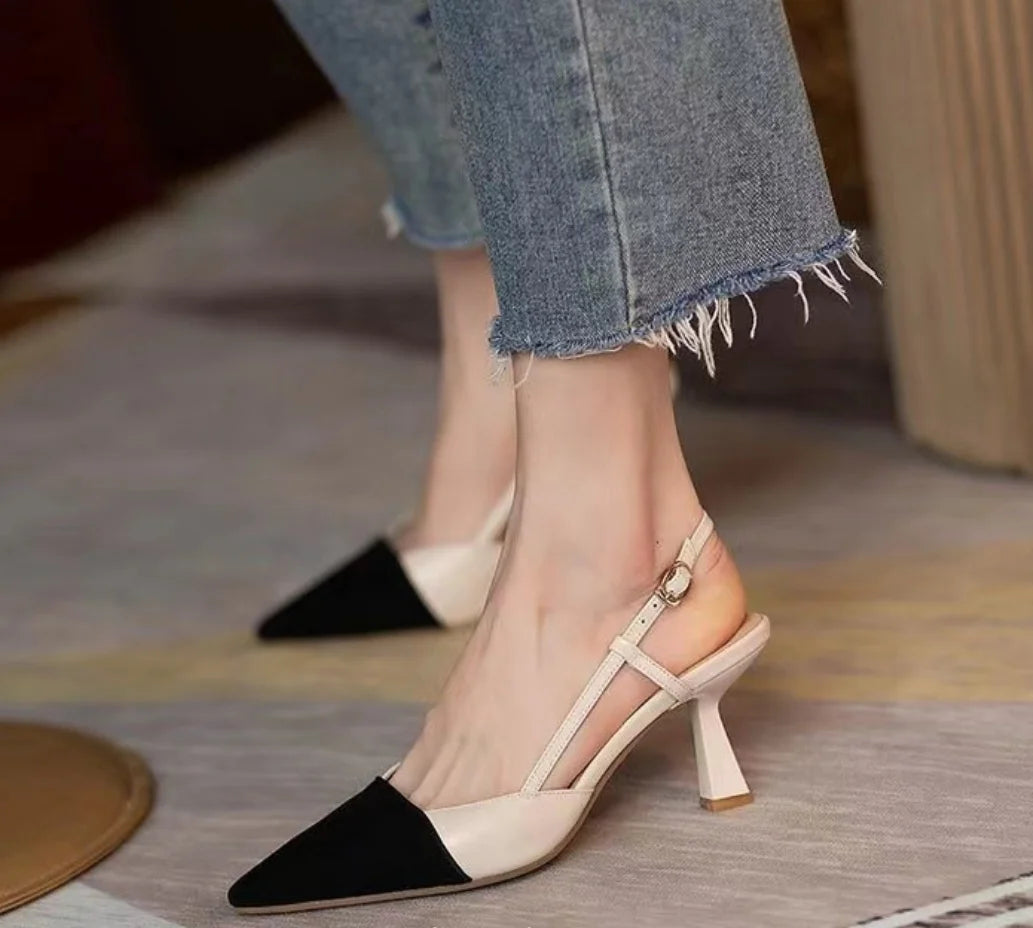 High Heels Summer 2025 New Arrival Fashion Buckle Pointed Heel Sandals Women Comfort Simplicity Stilettos Sandalias De Mujer - Belvar