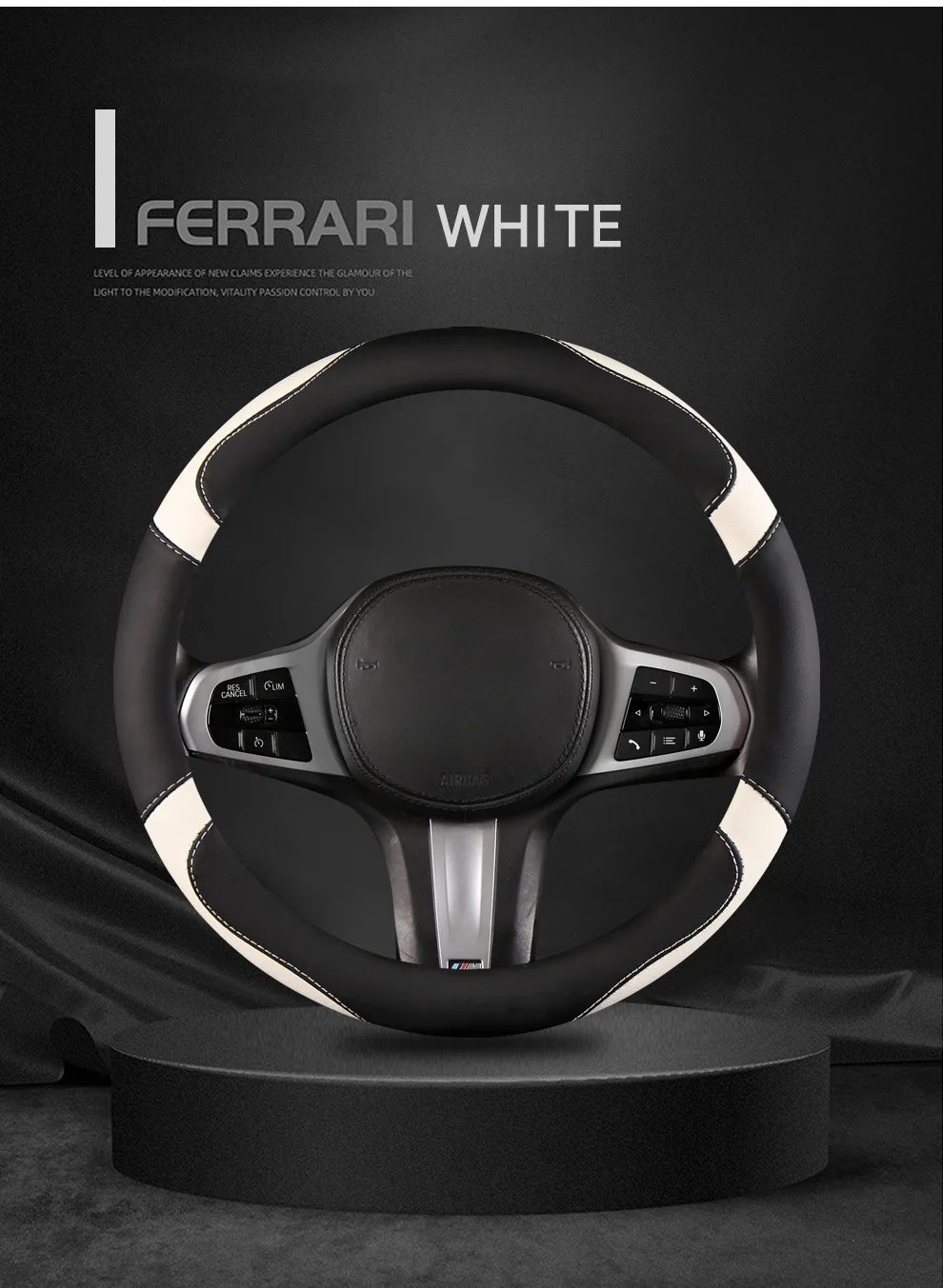 Car Steering Wheel Cover - Universal Car for Diverse Cars, Durable Leather Cover with Anti-Slip Lining, Fit for 14.5"-15" - Belvar