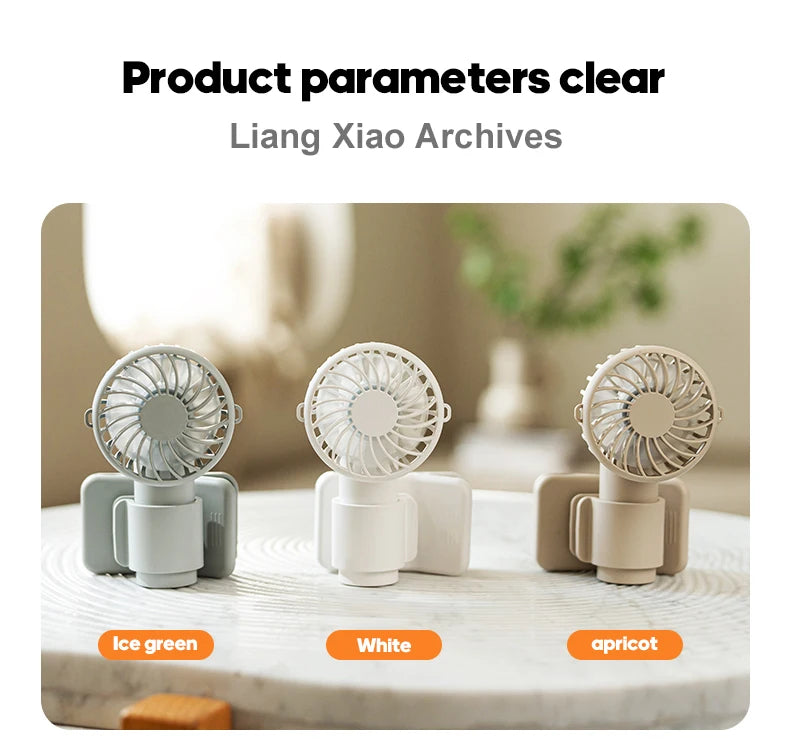 Portable Multifunctional Mini Clip Fan USB Rechargeable 1000mAh 3 Wind Speeds Adjustable Silent Handheld Fan for Travel Umbrella