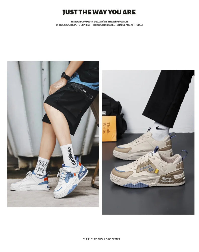 2025 Summer Fashionable Board Shoes Casual Sports Youth Thick Soled Walking Fashion Shoes Height Increasing Men's White Shoes - Belvar