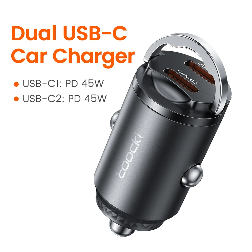 Toocki 45W Car Charger Fast Charging PPS 33W USB Type C Fast Charging For iPhone 15 14 13 12 Pro Huawei Samsung S23 Xiaomi 13 12