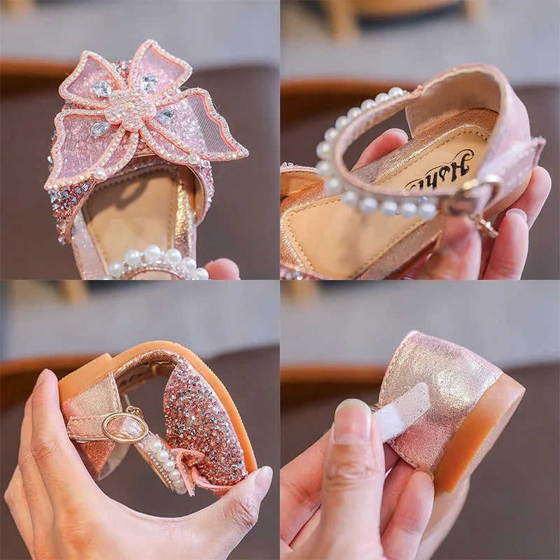 Toddler Girls Dress Shoes for Girls Princess Shoes Low Heels Toddler Soft Sole Glitter Shoes for Wedding Party