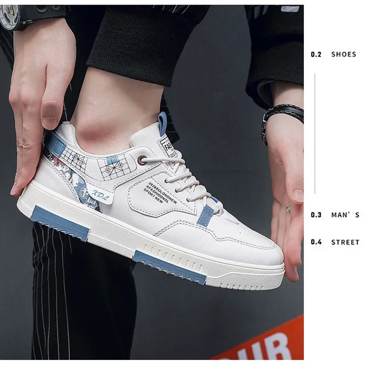 Men's shoes 2024 summer new breathable white shoes men's trendy and versatile thick soled sports board shoes trendy shoes - Belvar