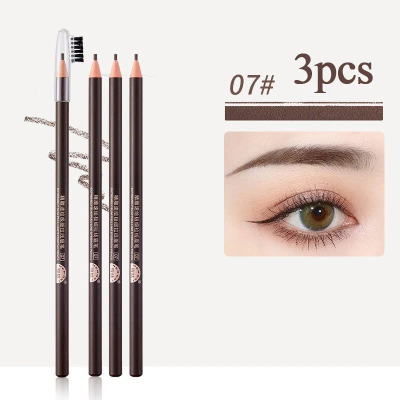 1/3/5/10pcs Ultra-fine Eyebrow Pencil 2mm Line Smooth Soft Eyebrow Pencil Brown Waterproof Long Lasting Make-up Pen with Brush