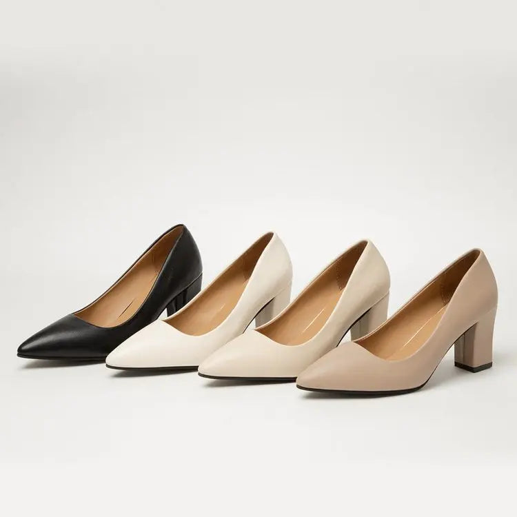 High Heels Women 2022 New Korean Style Pointed Shallow Mouth Thick Heel Fashion Shoes Sapatos De Mujer - Belvar