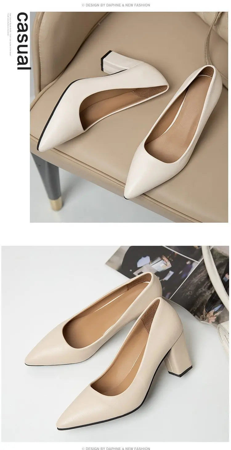 High Heels Women 2022 New Korean Style Pointed Shallow Mouth Thick Heel Fashion Shoes Sapatos De Mujer - Belvar