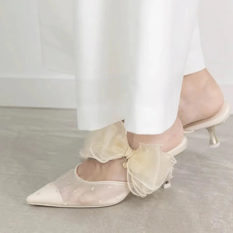 Ladies Shoes 2025 New Summer Closed Toe Women's Slippers Fashion Outdoor Best Seller Dress Hot Sale Mesh Elegant High Heels - Belvar