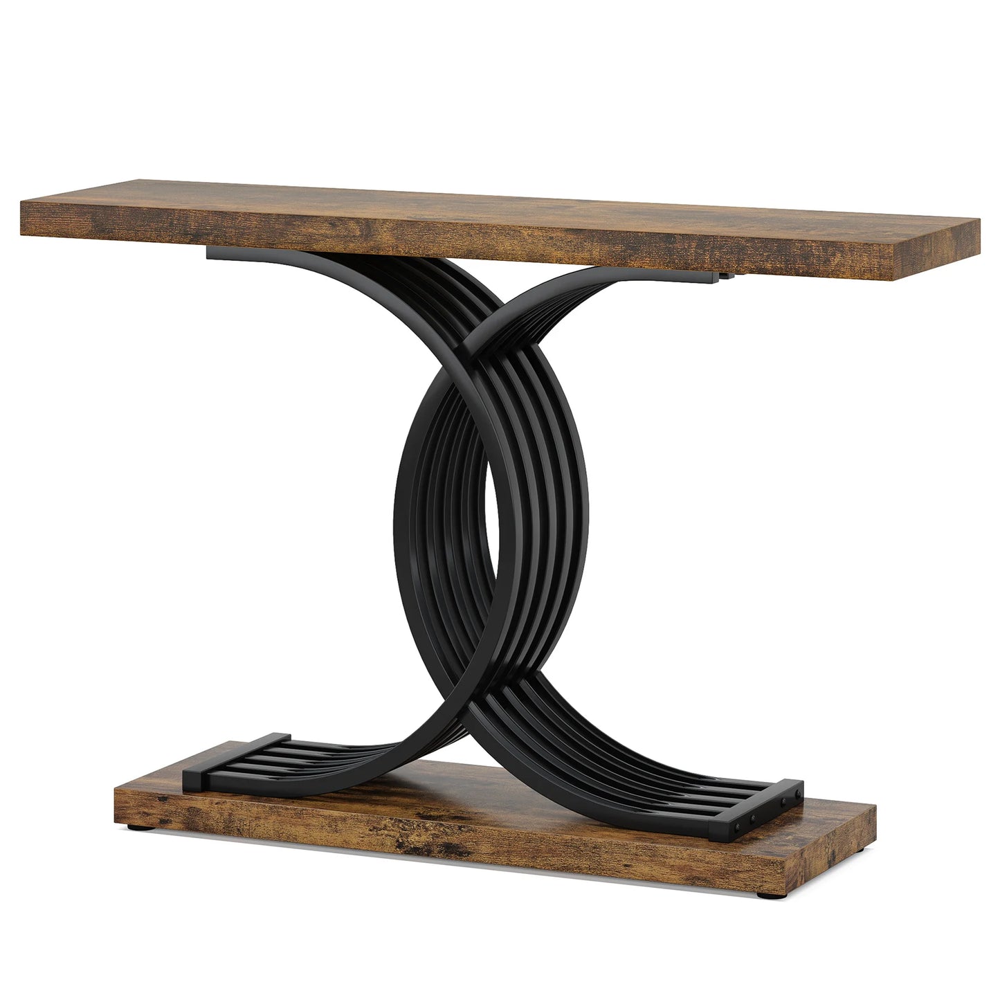 Tribesigns Gold Entryway Table, Modern 39-Inch Console Faux Marble Narrow Wood Sofa with Geometric Metal Legs