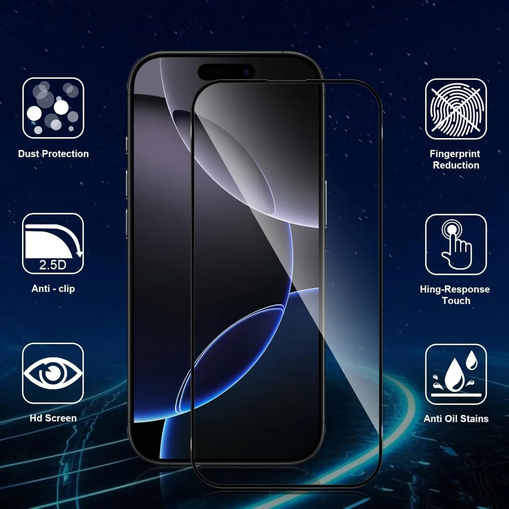 3+1 Screen Protector For iPhone 17 16e 16 15 14 13 Pro Max Tempered Glass For iPhone 16 15 14 Plus Protector Pantalla iPhone 11 13 12 Mini Pelicula Cristal templado iPhone 16e Camera Lens Film