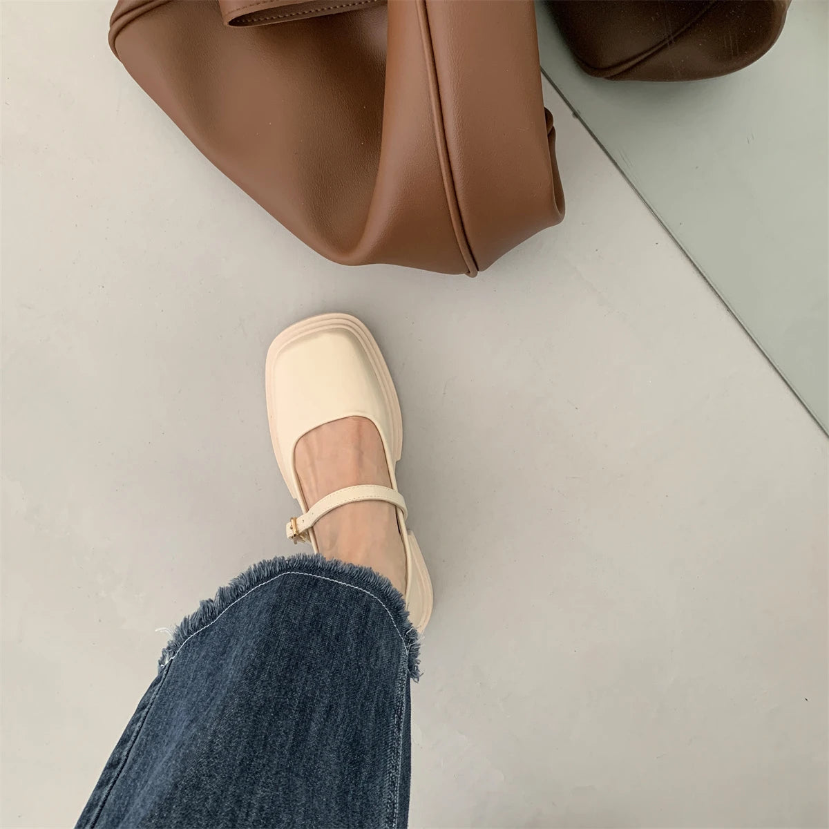 Korean Shoes Female Footwear Square Toe British Style Oxfords Women's 2025 Dress Comfortable Preppy Leather Retro Summer New Med - Belvar