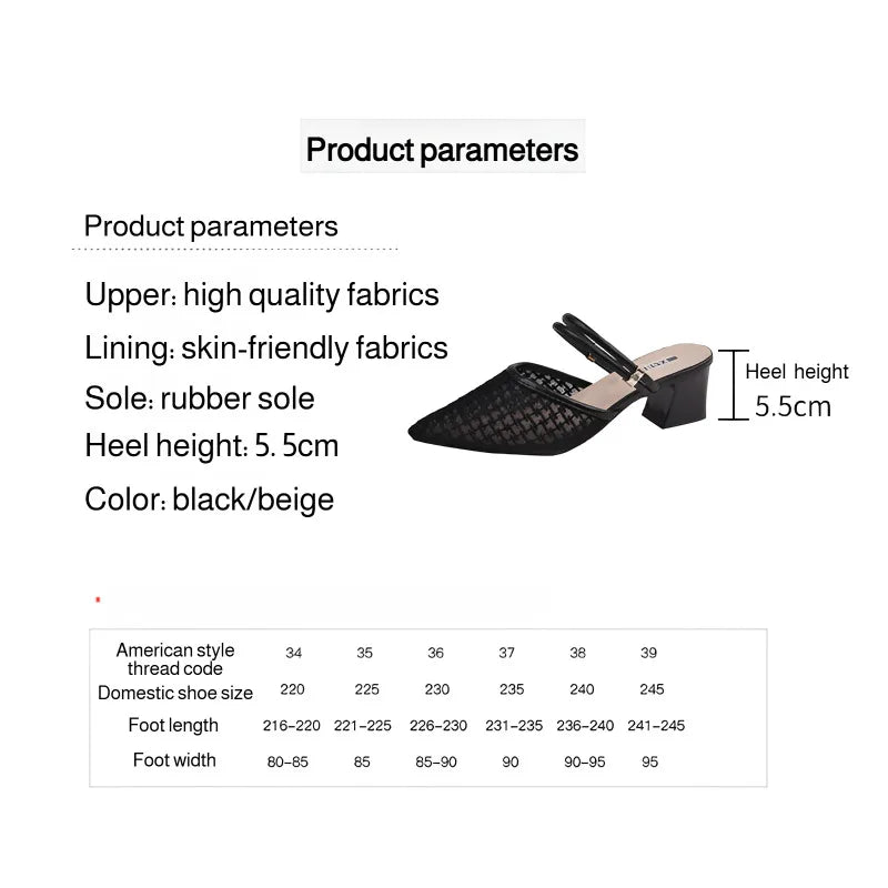 Women's New Slippers Minimalist Fashionable Thick-heeled Slip-on Sandals Summer Two-way Outer Wear One Line High Heel Slippers - Belvar