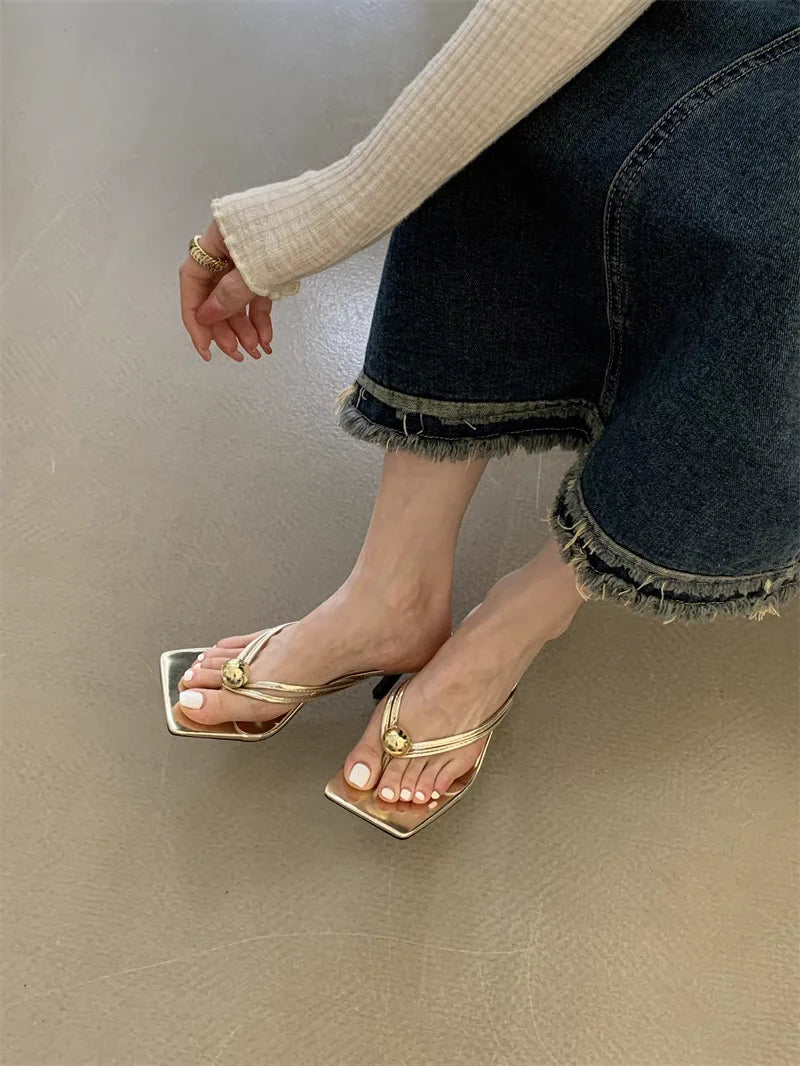 Women High Heels Slippers Designer Heeled Sandals Elegant Shoes Woman Summer 2025 Trend Fashion Fliop Flops Casual Slides Mujer - Belvar