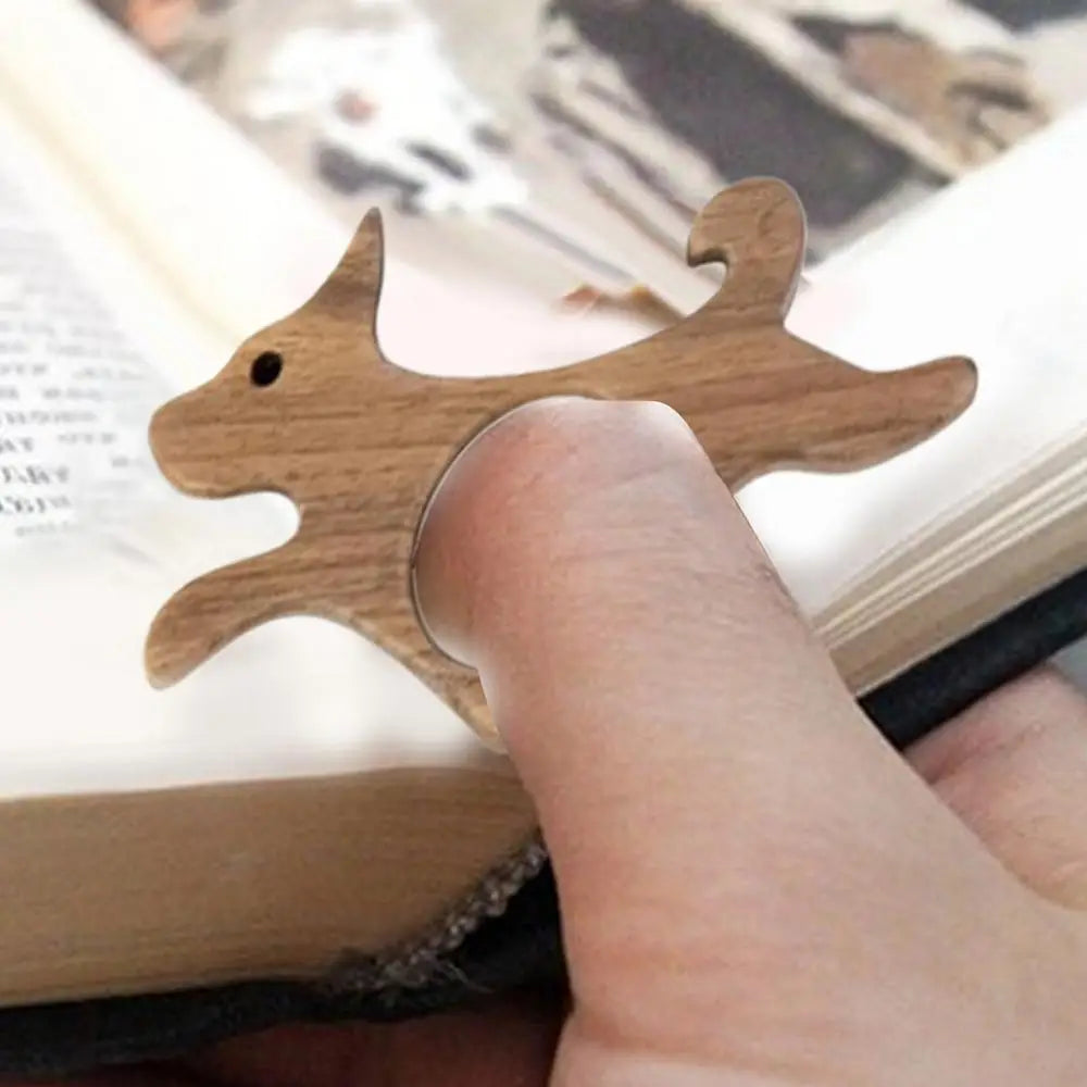 1pcs Wooden mini Cat Dog Reading Bookmarks Rings School Supplies Student Pages Guide Marking Sign Book Page Holder