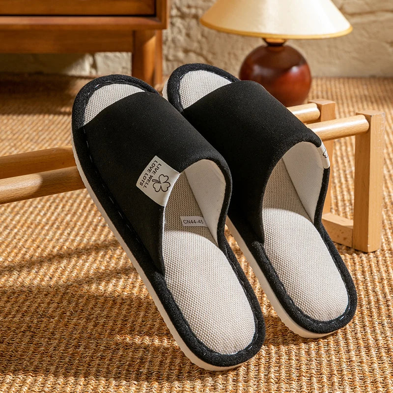 Slippers for Men,Non-Slip Soft-Soled Indoor House Slippers for Spring&Summer, All-Season Linen Home Comfortable Slippers - Belvar