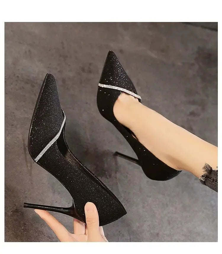 Ladies Shoes 2024 Fashion Basic Women's High Heels Sexy Party Pumps Women Crystal Slip-on Spike Thin Heels Female Shoes Zapatos - Belvar