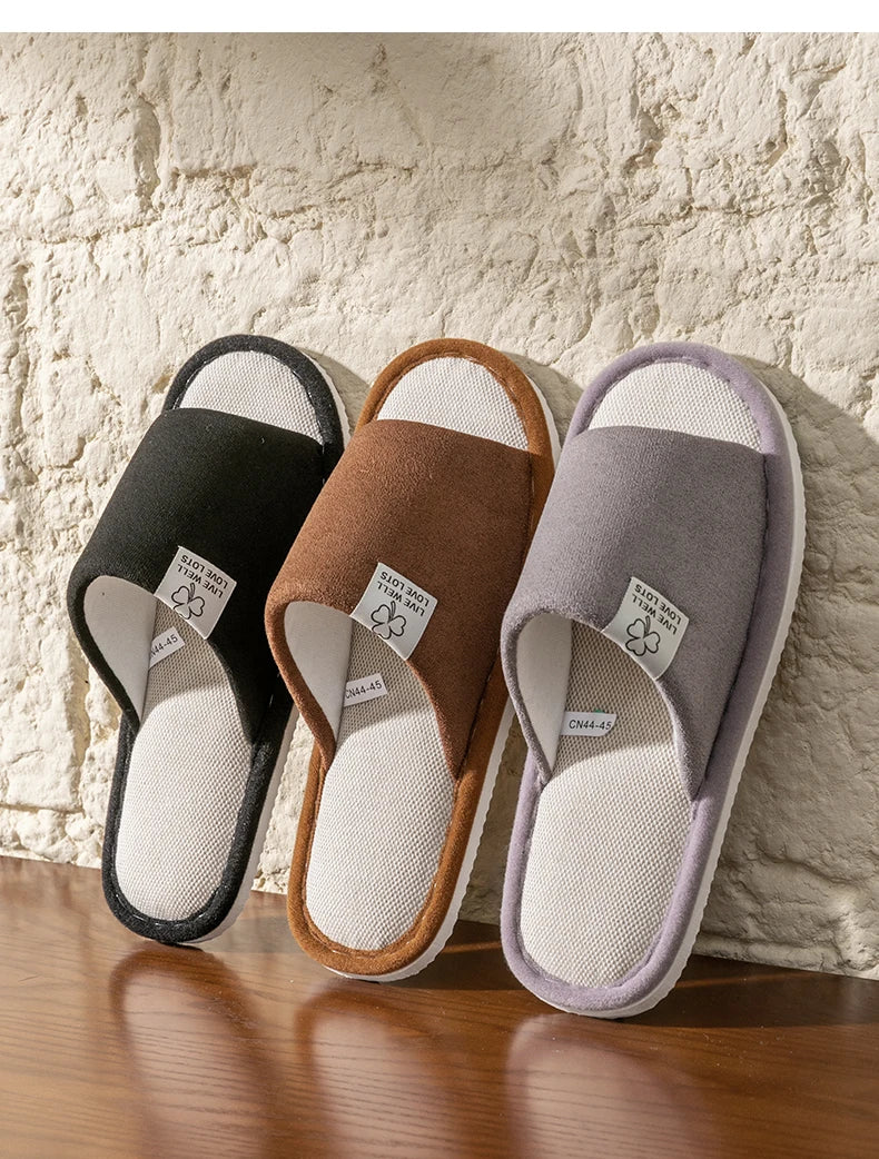 Slippers for Men,Non-Slip Soft-Soled Indoor House Slippers for Spring&Summer, All-Season Linen Home Comfortable Slippers - Belvar