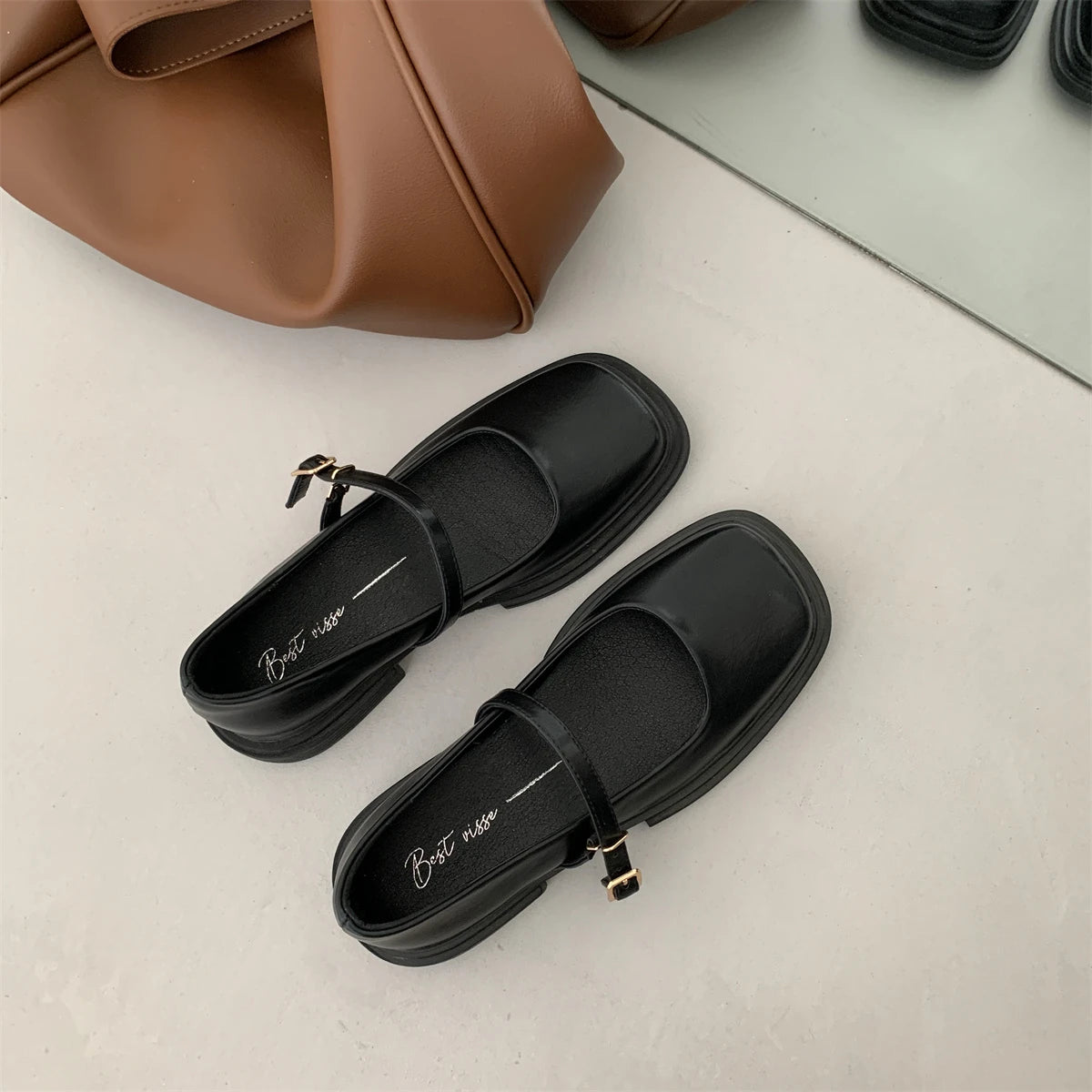Korean Shoes Female Footwear Square Toe British Style Oxfords Women's 2025 Dress Comfortable Preppy Leather Retro Summer New Med - Belvar