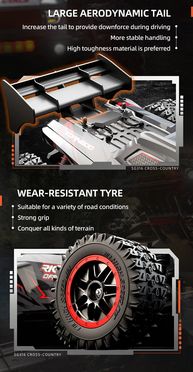SG116 MAX 1:16 High Speed Drift Racing Car 80KM/H Brushless Motor 4WD SG316 MAX RC Off Road Car Monster Trucks Toy For Kids Gift