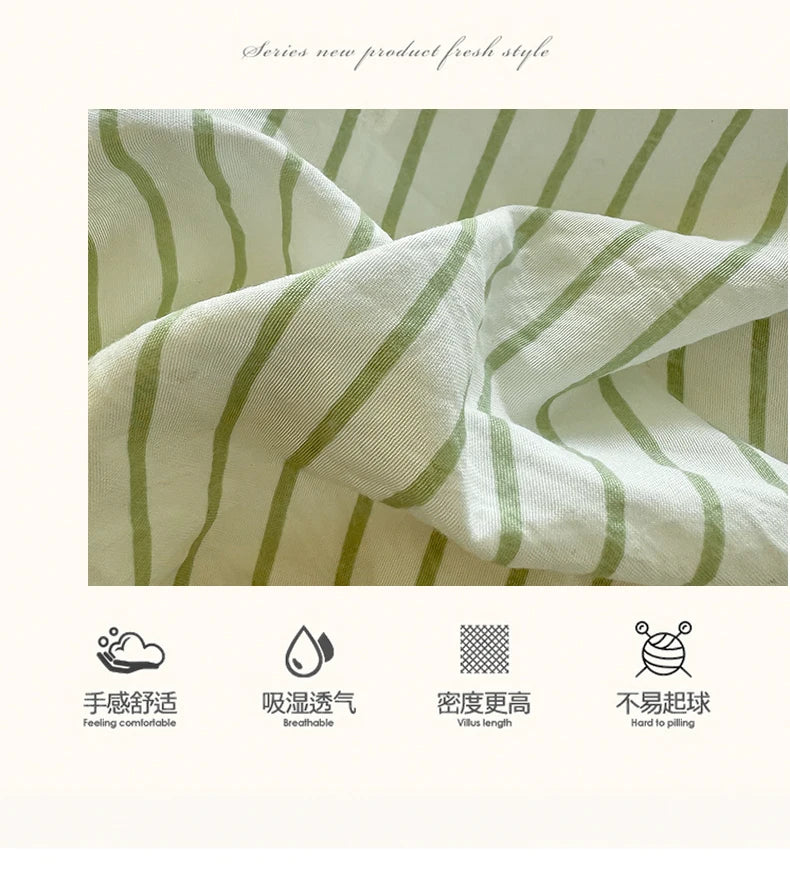 Washed Cotton Duvet Cover Set Quilt Set Ins Nordic Minimalist Style Grey Strip Bed Set Home Textile Bedding Set Bed Sheets 2025