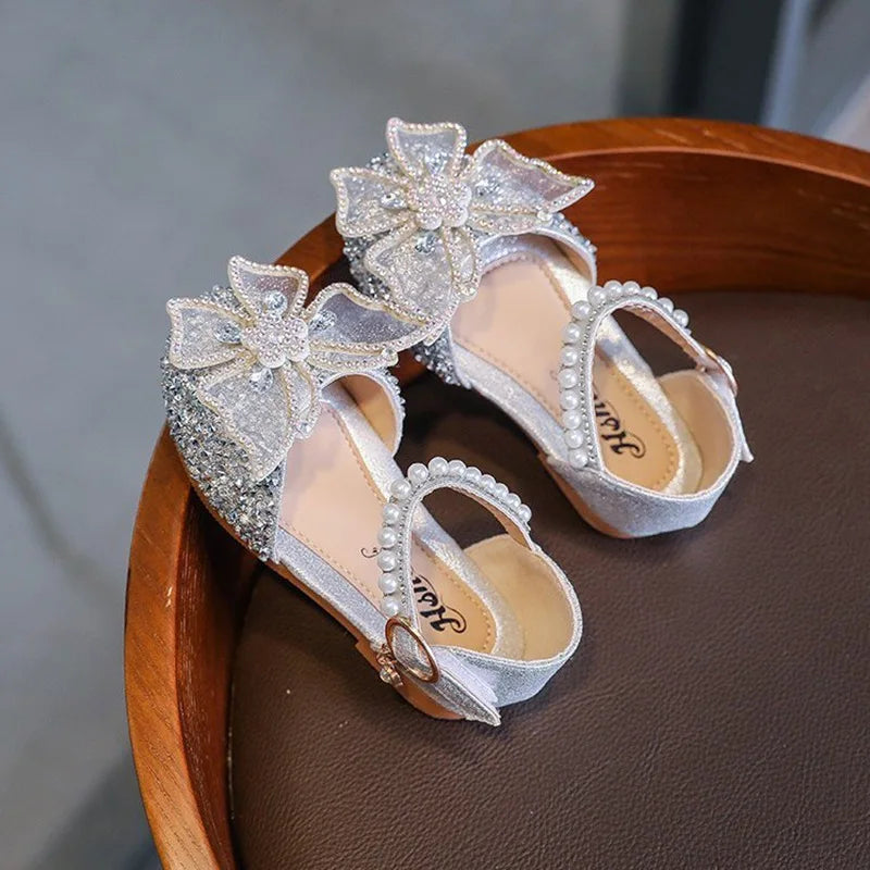 Toddler Girls Dress Shoes for Girls Princess Shoes Low Heels Toddler Soft Sole Glitter Shoes for Wedding Party