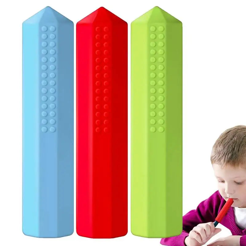 3pcs Silicone Pencil Cap Sensory Oral Motor Chew Aid Topper for Eraser Teether Caps Pencils Silica Gel Cute Decoration