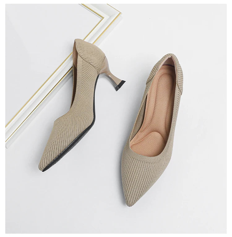 Women's High Heels Fashion Pattern Soft Knitted Comfortable Breathable Shoes 2025 New (6cm High) - Belvar