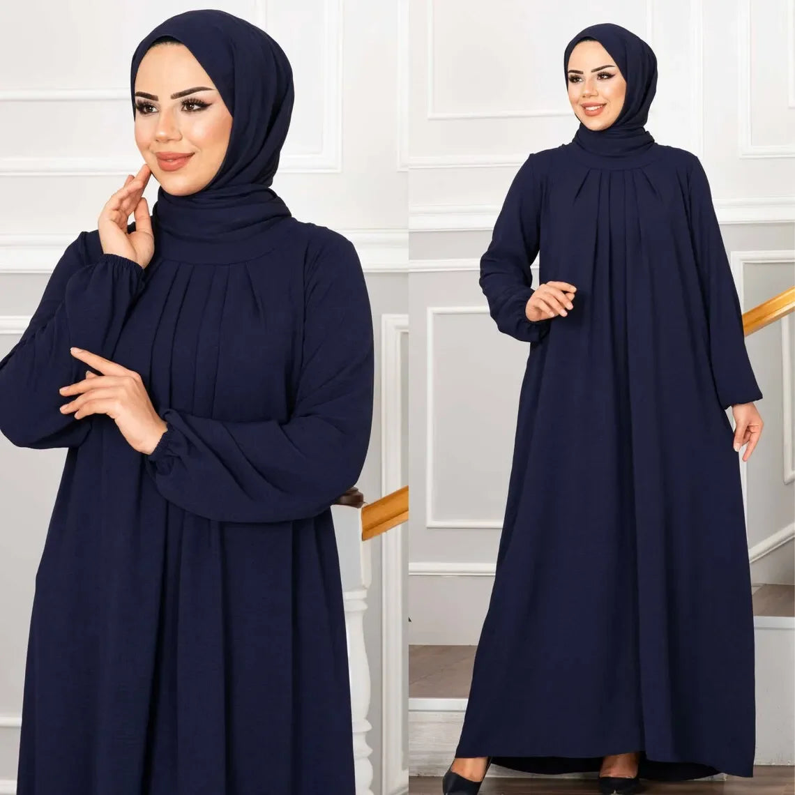 Turkish Muslim Dress Modest Pleated Dresses Abayas for Women Ball Evening Robe Femme Musulmane Dubai Abaya Kaftan Islam Clothing