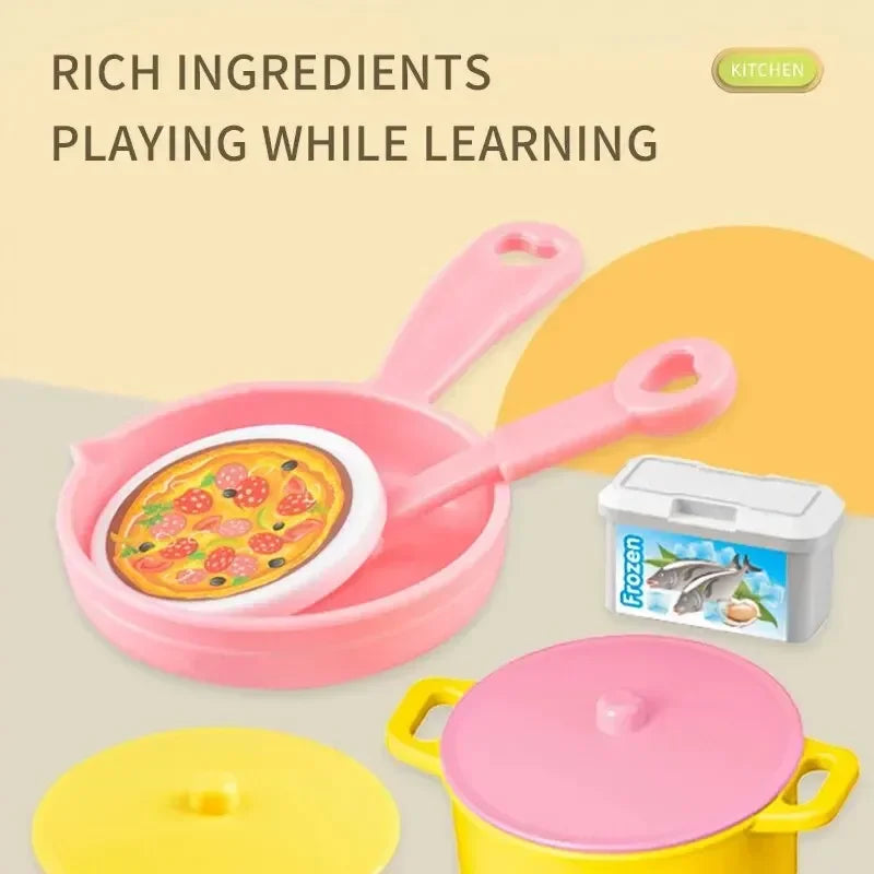 Mini Kitchen Counter Play Set DIY Simulated Cooking Food Tableware Play House Role Play Pretend Game Toy Gift Kid Boy Children - Belvar