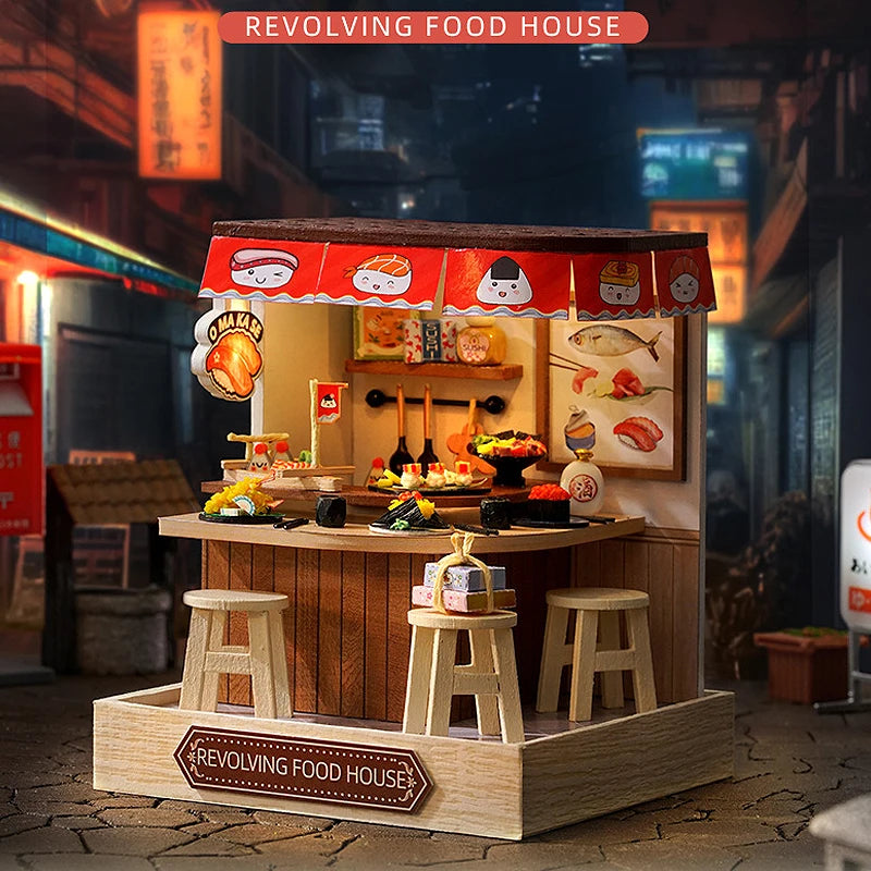 Wooden Miniature Doll House DIY Handmade Assembly Model Building Kit With Dust Cover 3D Puzzle Toys Birthday Gifts Dollhouse