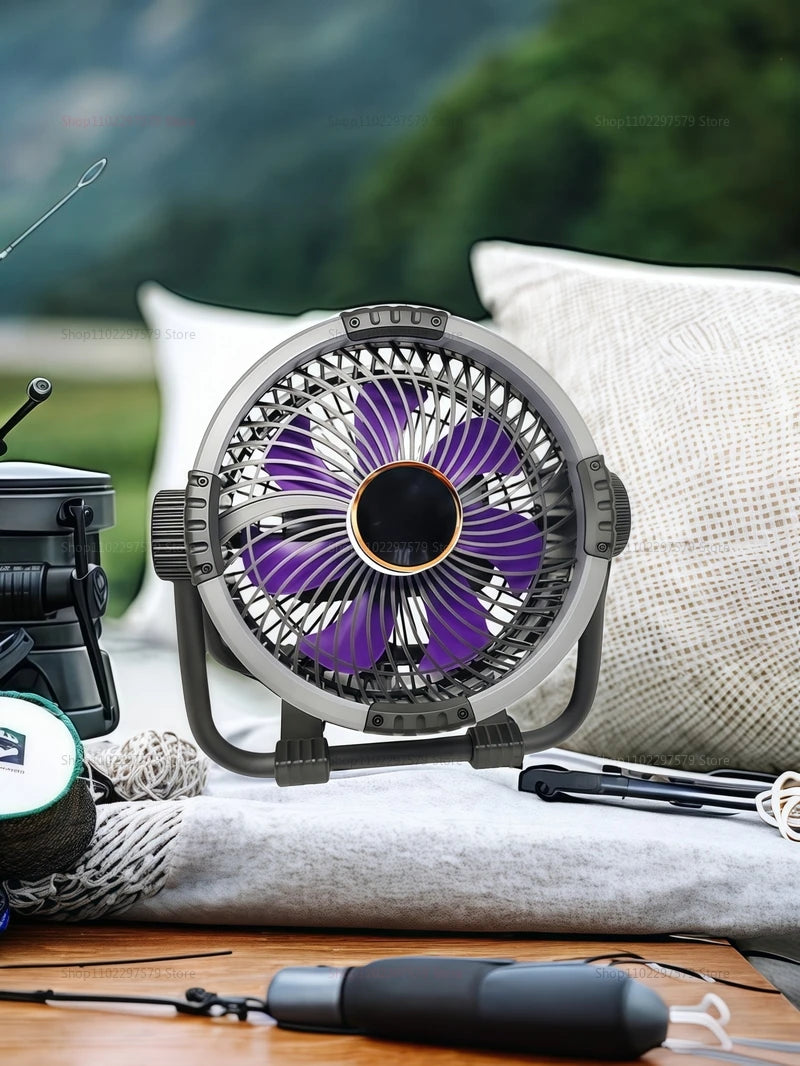 20000mah 6 1 camping fan outdoor ceiling fan with 4 speed charging desktop air circulator LED light power travel camping