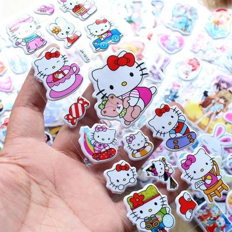 12PCS Kawaii Hello Kitty Bubble Stickers 3D Decoration Decals Cute Children Reward Puffy Sticker Stationery Supplies Kids Toy