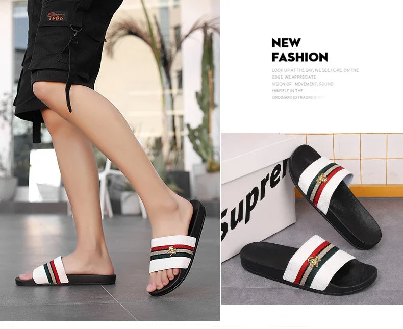 Fashion Brand Slippers for Men Ultra Soft Slides Non-slip Wear-resistant Sandals Men Casual Summer Indoor Outdoor Slippers - Belvar