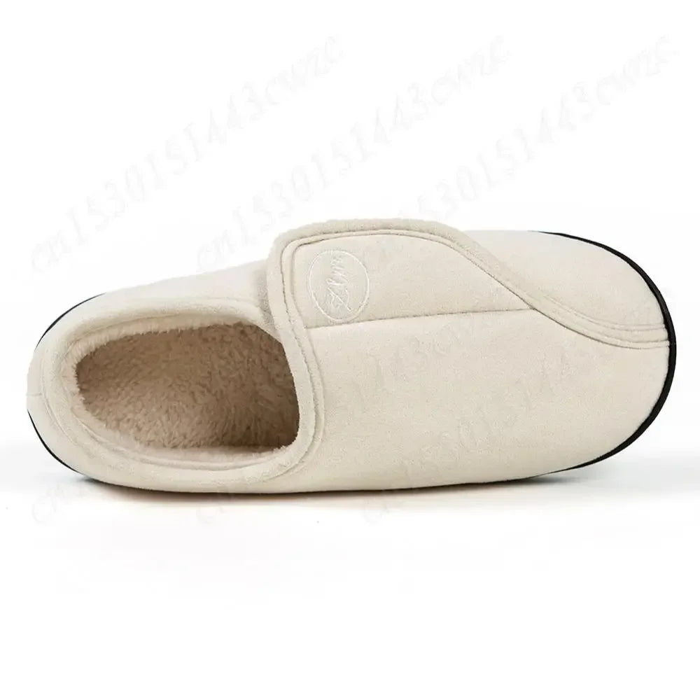 House Shoes for Men Suede Leather Slippers Non-Slip Slip-on Shoes Comfy Warm Plush Indoor/Outdoor for Diabetic Swollen Feet - Belvar