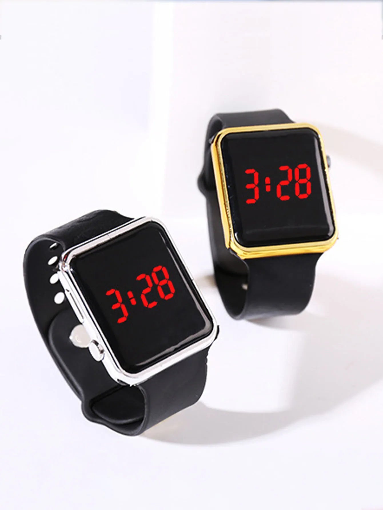 2 stylish simple rectangular silicone men's electronic watch travel all birthday gifts