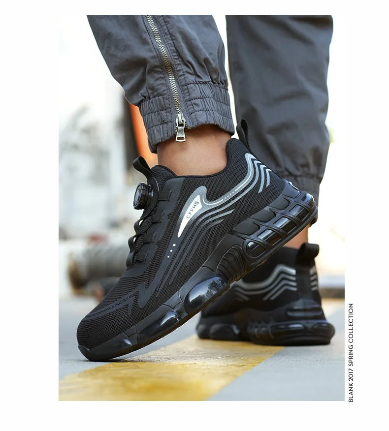 Work Shoes for Men Slip Resistant Comfortable Cushioned Insoles Safety Toe Lightweight Sneakers Anti-smash Industrial Shoes - Belvar