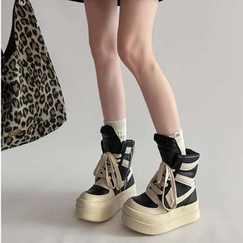 Shoes for Women Women's Ankle Boots Trendy Retro High-top Women's Shoes Fashion Casual Chunky Platform Luxury Designer Sneakers - Belvar