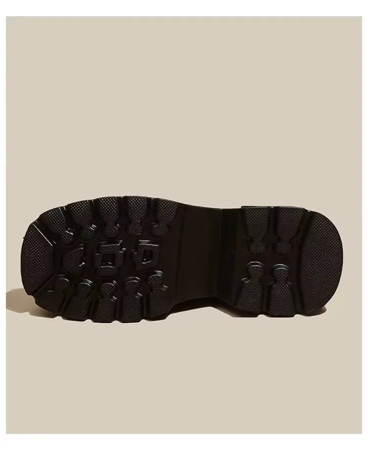 High Quality Black Shoes for Women Platform Boots Street Round Toe Ladies Shoes Non-slip Thick-soled Goth Boots Zapatos De Mujer - Belvar