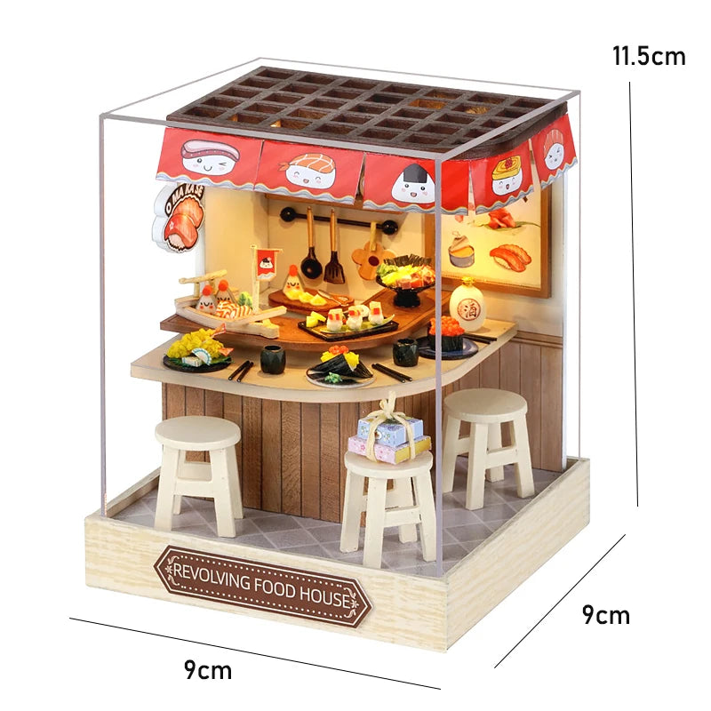 Wooden Miniature Doll House DIY Handmade Assembly Model Building Kit With Dust Cover 3D Puzzle Toys Birthday Gifts Dollhouse