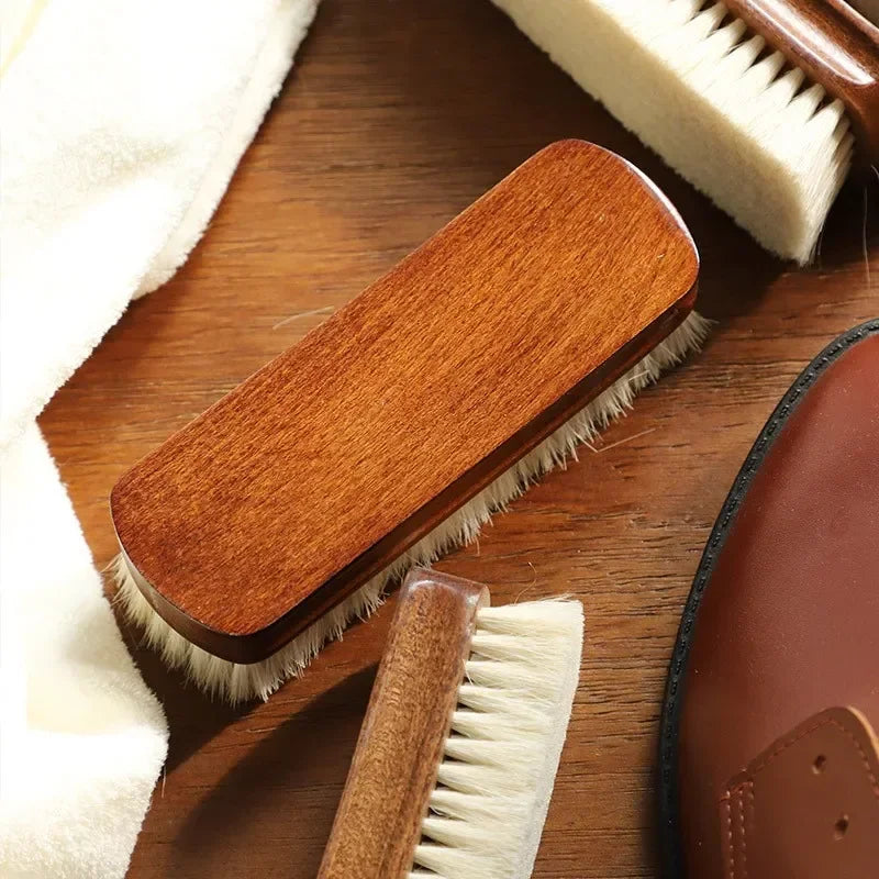 Shoe brush wool hair leather care shoe polish boot cleaner shoe care Multifunctional Soft wool shoe brush with wooden handle