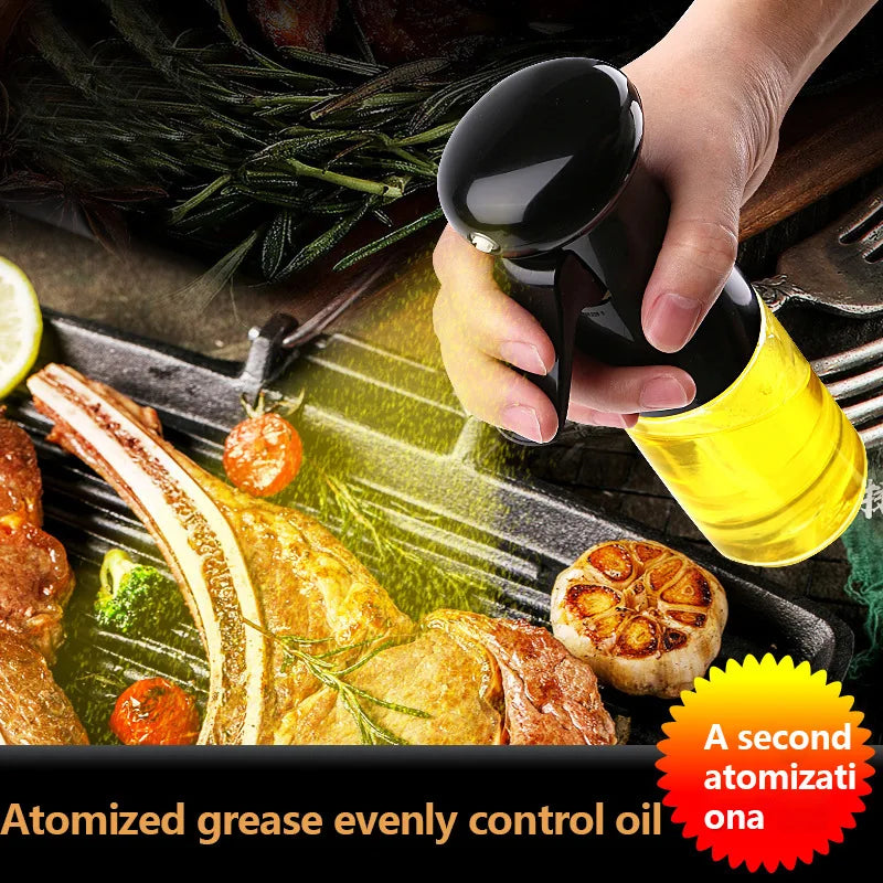 1pc Black Kitchen Oil Bottle Cooking Oil Spray 200ml Pneumatic Spray Bottle Fitness Barbecue Spray Oil Dispenser