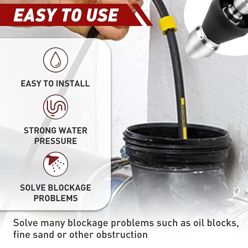 Sewer Cleaning Tool Pipe Unclogger Nozzle 1/4 Quick Connector Pressure Washer Sewer Jetter Nozzle for Drain Jetting Hose 5000PSI