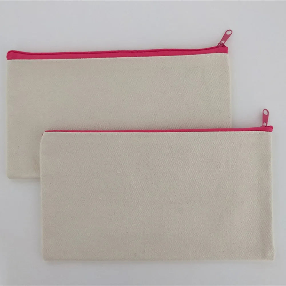 1Pcs Canvas Zipper Bags Multifunctional Blank DIY Craft Pouches Pencil Cosmetic Jewelry Bags Case Pouch For Home School Travel