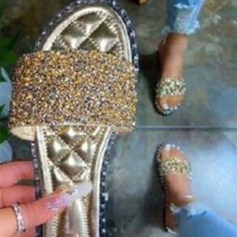 Lady Spogy Sole Tender Feet Shoes Cheap Pricing No Heel Bling Crystal Italian Blue Orange Slippers Yellow Slides For Women 43-35 - Belvar