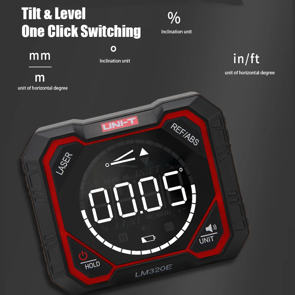 UNI-T LM320D LM320E LM320F Laser Inclinometer Digital Angel Meter with Absolute Relative Angle Measurement Magnetic Inclinometer