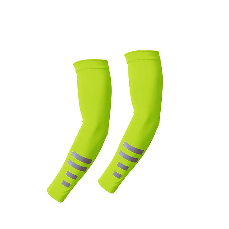 2Pcs Summer Outdoor Sun Protection Arm Sleeves Quick-drying Breathable Night Running Cycling Reflective Ice Silk Sleeves