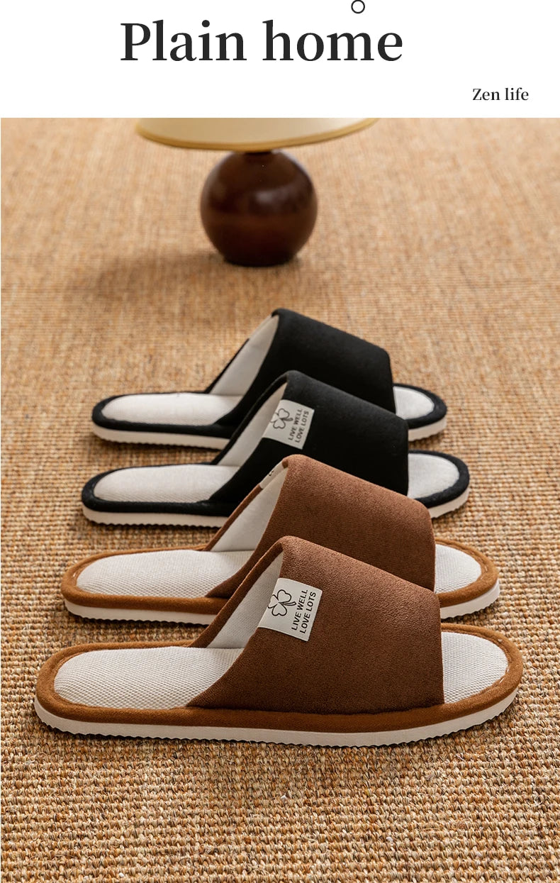 Slippers for Men,Non-Slip Soft-Soled Indoor House Slippers for Spring&Summer, All-Season Linen Home Comfortable Slippers - Belvar